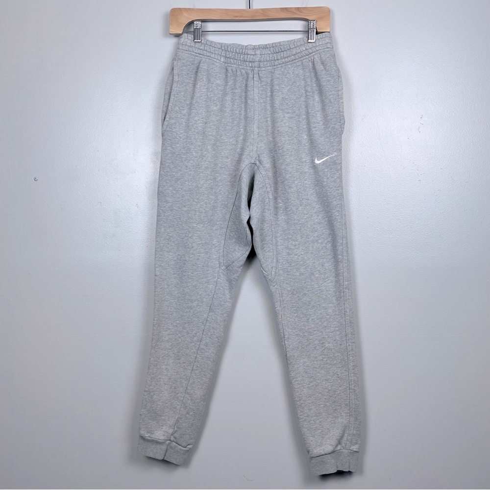Nike Gray Fleece Joggers with White Swoosh